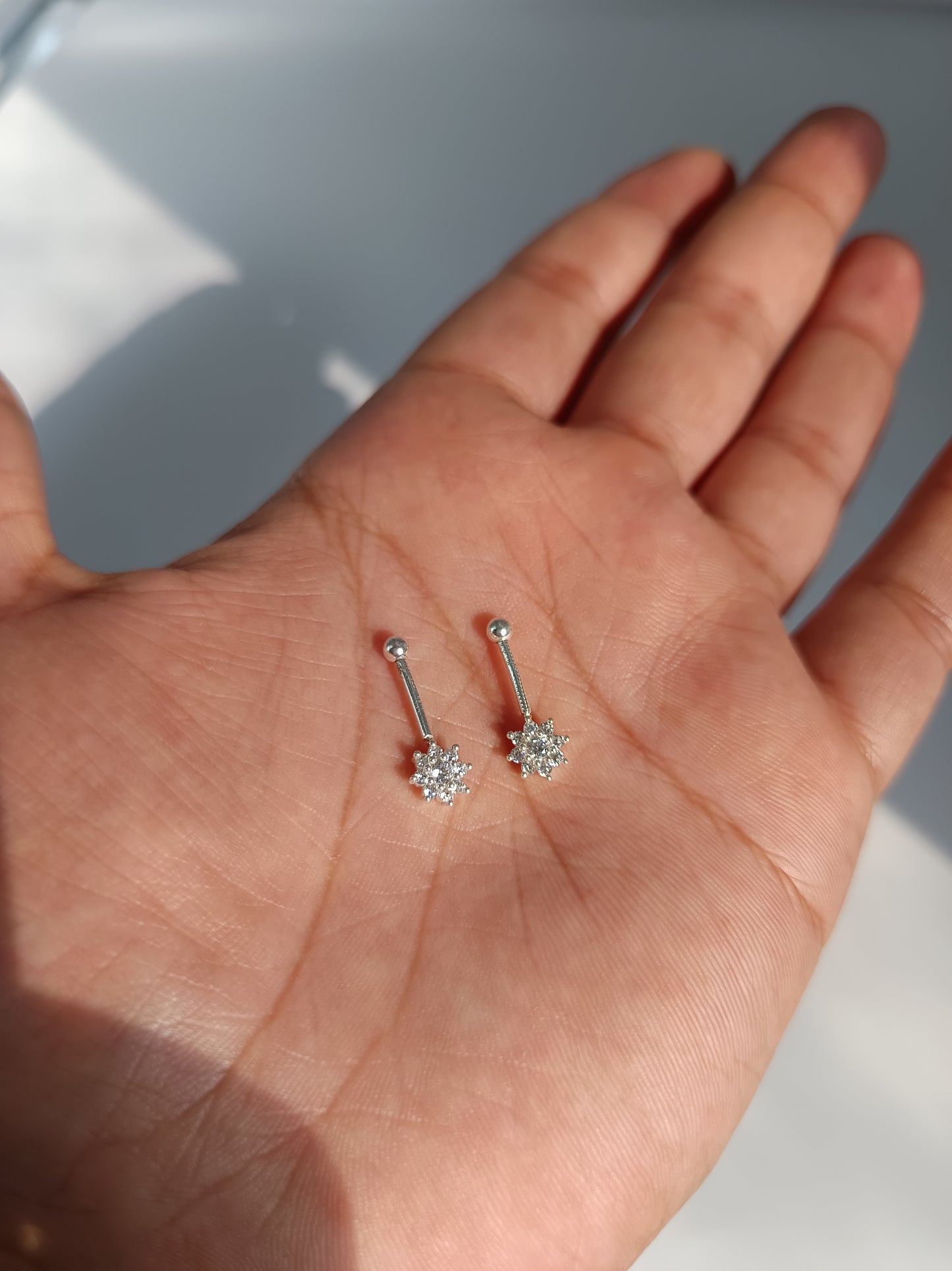 Silver Floral Bugadi Studs