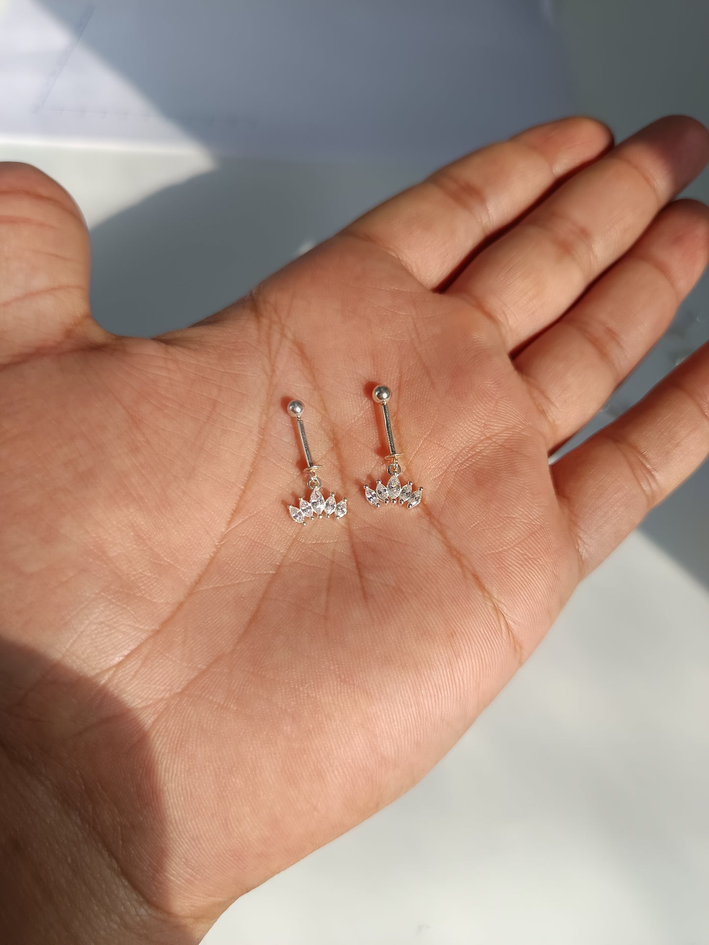 Silver Marquise Crown Helix Piercing Earrings